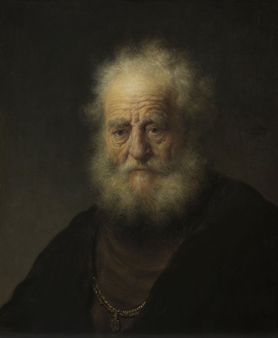 Studie van een Oude Man met een Gouden Ketting door Rembrandt van Rijn